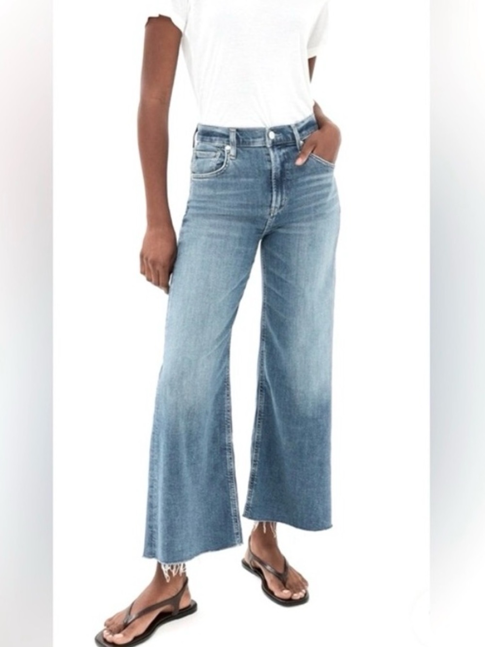 Citizens Of Humanity COH Light Blue Wide Leg Crop Cropped Jeans Sz 30